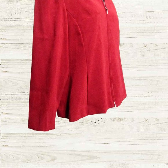 Amanda Smith  ize 14P womens blazer jacket long sleeves dk red faux suede - Picture 9 of 13